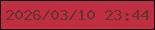 文字の大きさ：1、枠の色：110215、背景の色：bf2e41、文字の色：68332b 無料ブログパーツのブログ時計