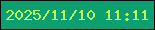 文字の大きさ：1、枠の色：11090d、背景の色：0d9f6f、文字の色：b8fa60 無料ブログパーツのブログ時計