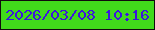 文字の大きさ：2、枠の色：110a0d、背景の色：41da1b、文字の色：3c15de 無料ブログパーツのブログ時計