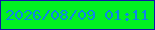 文字の大きさ：1、枠の色：1115a8、背景の色：01f122、文字の色：0c86e8 無料ブログパーツのブログ時計