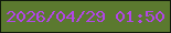 文字の大きさ：1、枠の色：11190c、背景の色：5b792f、文字の色：b346e8 無料ブログパーツのブログ時計