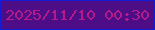 文字の大きさ：1、枠の色：111bd3、背景の色：4d0d87、文字の色：b41b88 無料ブログパーツのブログ時計