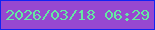 文字の大きさ：3、枠の色：1123f3、背景の色：9748d0、文字の色：65e7a2 無料ブログパーツのブログ時計
