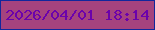 文字の大きさ：3、枠の色：11279c、背景の色：a5437e、文字の色：6b02ab 無料ブログパーツのブログ時計