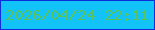 文字の大きさ：4、枠の色：112cd9、背景の色：12c3f7、文字の色：58c45f 無料ブログパーツのブログ時計