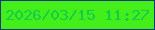 文字の大きさ：1、枠の色：113880、背景の色：44ee18、文字の色：12cc4d 無料ブログパーツのブログ時計