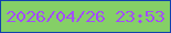 文字の大きさ：1、枠の色：1141ae、背景の色：85cf67、文字の色：a34dfc 無料ブログパーツのブログ時計