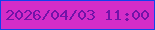 文字の大きさ：4、枠の色：1142ed、背景の色：d42dc8、文字の色：7213a8 無料ブログパーツのブログ時計