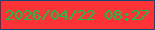 文字の大きさ：3、枠の色：114a79、背景の色：fe3337、文字の色：0dc641 無料ブログパーツのブログ時計
