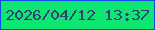 文字の大きさ：4、枠の色：114ce6、背景の色：0de771、文字の色：303f77 無料ブログパーツのブログ時計