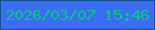 文字の大きさ：5、枠の色：114e90、背景の色：3a6cf4、文字の色：06ca7e 無料ブログパーツのブログ時計