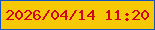 文字の大きさ：3、枠の色：1154c1、背景の色：f7c805、文字の色：d1051b 無料ブログパーツのブログ時計