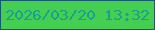 文字の大きさ：2、枠の色：115b74、背景の色：46ce52、文字の色：14a295 無料ブログパーツのブログ時計