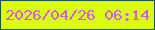 文字の大きさ：4、枠の色：115c50、背景の色：dafc0e、文字の色：ce60e2 無料ブログパーツのブログ時計