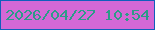 文字の大きさ：2、枠の色：115fbc、背景の色：d468d6、文字の色：2c9b88 無料ブログパーツのブログ時計