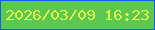文字の大きさ：1、枠の色：115ff1、背景の色：5bc852、文字の色：e8f043 無料ブログパーツのブログ時計