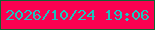 文字の大きさ：1、枠の色：116533、背景の色：fb0151、文字の色：1bc6bf 無料ブログパーツのブログ時計
