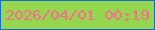 文字の大きさ：3、枠の色：116ecb、背景の色：95d64f、文字の色：ff6b8f 無料ブログパーツのブログ時計