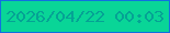 文字の大きさ：2、枠の色：116fe0、背景の色：09d597、文字の色：05a294 無料ブログパーツのブログ時計