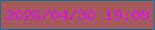 文字の大きさ：3、枠の色：117792、背景の色：a6595c、文字の色：d419dc 無料ブログパーツのブログ時計