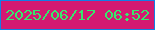 文字の大きさ：5、枠の色：117fe6、背景の色：d31a72、文字の色：35e96d 無料ブログパーツのブログ時計