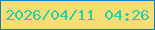 文字の大きさ：4、枠の色：1180c0、背景の色：f6dd74、文字の色：24cfab 無料ブログパーツのブログ時計