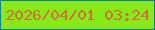 文字の大きさ：4、枠の色：11838f、背景の色：87e81a、文字の色：cf6f35 無料ブログパーツのブログ時計