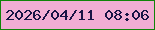 文字の大きさ：4、枠の色：118409、背景の色：f2add4、文字の色：191446 無料ブログパーツのブログ時計