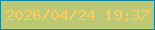 文字の大きさ：1、枠の色：11859f、背景の色：bdc874、文字の色：f9ce69 無料ブログパーツのブログ時計