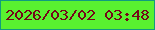 文字の大きさ：3、枠の色：119b7f、背景の色：59f130、文字の色：740719 無料ブログパーツのブログ時計