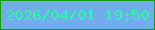 文字の大きさ：4、枠の色：119c0c、背景の色：71acec、文字の色：2bfda6 無料ブログパーツのブログ時計