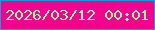 文字の大きさ：5、枠の色：119ddc、背景の色：f2028f、文字の色：86fba6 無料ブログパーツのブログ時計