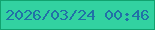 文字の大きさ：1、枠の色：11a26f、背景の色：32d2a1、文字の色：2171a7 無料ブログパーツのブログ時計