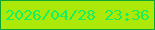 文字の大きさ：1、枠の色：11a331、背景の色：ade908、文字の色：15f05e 無料ブログパーツのブログ時計
