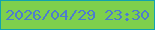 文字の大きさ：1、枠の色：11a3ae、背景の色：7ed04d、文字の色：4d7cce 無料ブログパーツのブログ時計