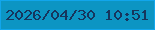 文字の大きさ：1、枠の色：11a6ec、背景の色：0c95c3、文字の色：16355d 無料ブログパーツのブログ時計
