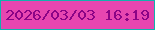 文字の大きさ：2、枠の色：11b2ad、背景の色：e746b0、文字の色：8b0486 無料ブログパーツのブログ時計
