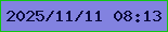 文字の大きさ：2、枠の色：11c510、背景の色：8282e0、文字の色：0a0a39 無料ブログパーツのブログ時計
