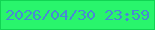 文字の大きさ：2、枠の色：11d453、背景の色：29f56c、文字の色：4989d4 無料ブログパーツのブログ時計
