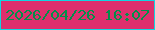 文字の大きさ：3、枠の色：11d6e1、背景の色：de2f6d、文字の色：038f4a 無料ブログパーツのブログ時計