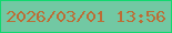 文字の大きさ：1、枠の色：11d86e、背景の色：72c8a3、文字の色：bc6d36 無料ブログパーツのブログ時計