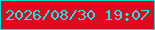 文字の大きさ：2、枠の色：11d8d6、背景の色：e3071d、文字の色：01f0ee 無料ブログパーツのブログ時計