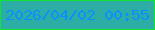 文字の大きさ：2、枠の色：11e333、背景の色：2caea6、文字の色：0a8fff 無料ブログパーツのブログ時計