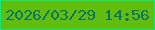 文字の大きさ：1、枠の色：11e676、背景の色：60bd0a、文字の色：0a7364 無料ブログパーツのブログ時計