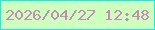 文字の大きさ：5、枠の色：11eff2、背景の色：ceffbf、文字の色：c68cb6 無料ブログパーツのブログ時計