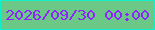 文字の大きさ：1、枠の色：11f0cc、背景の色：6cc886、文字の色：8d23fe 無料ブログパーツのブログ時計