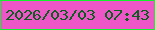 文字の大きさ：4、枠の色：11f22d、背景の色：ed56c7、文字の色：0b5e1e 無料ブログパーツのブログ時計