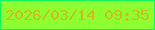 文字の大きさ：4、枠の色：11f65b、背景の色：8cfe31、文字の色：ccbc17 無料ブログパーツのブログ時計