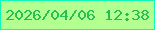 文字の大きさ：3、枠の色：11f8b5、背景の色：b4ff91、文字の色：25bf53 無料ブログパーツのブログ時計