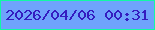 文字の大きさ：3、枠の色：11f9a4、背景の色：6fa3fc、文字の色：341dc0 無料ブログパーツのブログ時計
